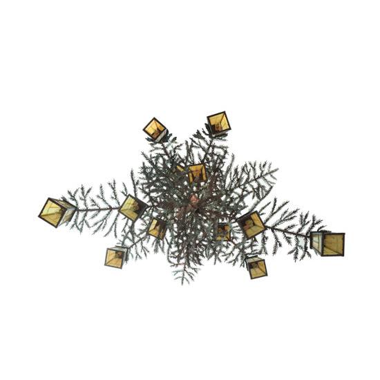 Meyda Lighting Pine Branch 52" 12-Light Rust Valley View Chandelier With Beige Iridescent Shade Glass