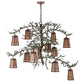 Meyda Lighting Pine Branch 52" 12-Light Rust and Green Branches Valley View Chandelier With Silver Mica Shade Glass