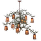 Meyda Lighting Pine Branch 52" 12-Light Rust and Green Branches Valley View Chandelier With Silver Mica Shade Glass