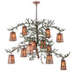 Meyda Lighting Pine Branch 52" 12-Light Rust and Green Branches Valley View Chandelier With Silver Mica Shade Glass