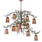 Meyda Lighting Pine Branch 52" 12-Light Rust and Green Branches Valley View Chandelier With Silver Mica Shade Glass