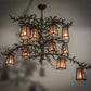 Meyda Lighting Pine Branch 52" 12-Light Timeless Bronze Valley View Chandelier With Silver Mica Shade Glass