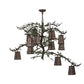 Meyda Lighting Pine Branch 52" 12-Light Timeless Bronze Valley View Chandelier With Silver Mica Shade Glass