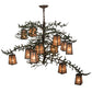 Meyda Lighting Pine Branch 52" 12-Light Timeless Bronze Valley View Chandelier With Silver Mica Shade Glass