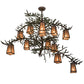 Meyda Lighting Pine Branch 52" 12-Light Timeless Bronze Valley View Chandelier With Silver Mica Shade Glass