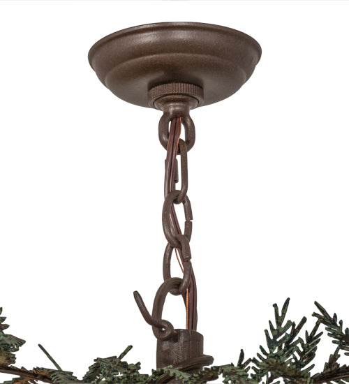 Meyda Lighting Pine Branch 52" 12-Light Timeless Bronze Valley View Chandelier With Silver Mica Shade Glass