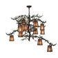 Meyda Lighting Pine Branch 52" 12-Light Timeless Bronze Valley View Chandelier With Silver Mica Shade Glass