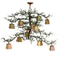 Meyda Lighting Pine Branch 52" 12-Light Vintage Copper & Green Branches Valley View Chandelier With iridescent Shade Glass