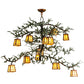 Meyda Lighting Pine Branch 52" 12-Light Vintage Copper & Green Branches Valley View Chandelier With iridescent Shade Glass