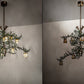 Meyda Lighting Pine Branch 52" 15-Light Antique Copper & Green Needles Valley View Island Chandelier With Beige Iridescent Shade Glass