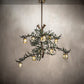 Meyda Lighting Pine Branch 52" 15-Light Antique Copper & Green Needles Valley View Island Chandelier With Beige Iridescent Shade Glass