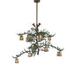 Meyda Lighting Pine Branch 52" 15-Light Antique Copper & Green Needles Valley View Island Chandelier With Beige Iridescent Shade Glass