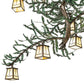 Meyda Lighting Pine Branch 52" 15-Light Antique Copper & Green Needles Valley View Island Chandelier With Beige Iridescent Shade Glass