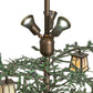 Meyda Lighting Pine Branch 52" 15-Light Antique Copper & Green Needles Valley View Island Chandelier With Beige Iridescent Shade Glass