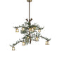 Meyda Lighting Pine Branch 52" 15-Light Antique Copper & Green Needles Valley View Island Chandelier With Beige Iridescent Shade Glass