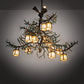 Meyda Lighting Pine Branch 52" 15-Light Antique Copper & Green Pine Needles Chandelier With Beige Art Shade Glass