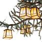 Meyda Lighting Pine Branch 52" 15-Light Antique Copper & Green Pine Needles Chandelier With Beige Art Shade Glass