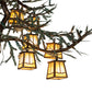 Meyda Lighting Pine Branch 52" 15-Light Antique Copper & Green Pine Needles Chandelier With Beige Art Shade Glass