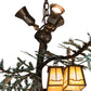Meyda Lighting Pine Branch 52" 15-Light Antique Copper & Green Pine Needles Chandelier With Beige Art Shade Glass