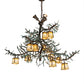 Meyda Lighting Pine Branch 52" 15-Light Antique Copper & Green Pine Needles Chandelier With Beige Art Shade Glass
