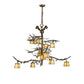 Meyda Lighting Pine Branch 52" 15-Light Antique Copper & Green Valley View Chandelier With Beige Iridescent Shade Glass