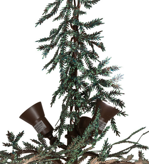Meyda Lighting Pine Branch 52" 15-Light Cafe Noir & Timeless Bronze Valley View Chandelier With Silver Mica Shade Glass