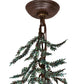 Meyda Lighting Pine Branch 52" 15-Light Cafe Noir & Timeless Bronze Valley View Chandelier With Silver Mica Shade Glass