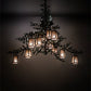 Meyda Lighting Pine Branch 52" 15-Light Cafe Noir & Timeless Bronze Valley View Chandelier With Silver Mica Shade Glass