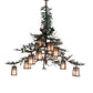 Meyda Lighting Pine Branch 52" 15-Light Cafe Noir & Timeless Bronze Valley View Chandelier With Silver Mica Shade Glass