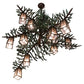 Meyda Lighting Pine Branch 52" 15-Light Cafe Noir & Timeless Bronze Valley View Chandelier With Silver Mica Shade Glass