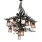 Meyda Lighting Pine Branch 52" 15-Light Cafe Noir & Timeless Bronze Valley View Chandelier With Silver Mica Shade Glass