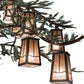 Meyda Lighting Pine Branch 52" 15-Light Cafe Noir & Timeless Bronze Valley View Chandelier With Silver Mica Shade Glass