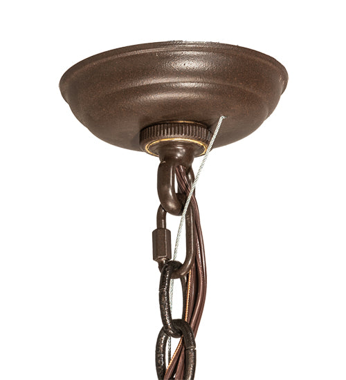 Meyda Lighting Pine Branch 52" 15-Light Cafe Noir Valley View Chandelier With Silver Mica Shade Glass