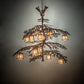Meyda Lighting Pine Branch 52" 15-Light Cafe Noir Valley View Chandelier With Silver Mica Shade Glass