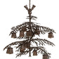 Meyda Lighting Pine Branch 52" 15-Light Cafe Noir Valley View Chandelier With Silver Mica Shade Glass