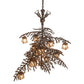 Meyda Lighting Pine Branch 52" 15-Light Cafe Noir Valley View Chandelier With Silver Mica Shade Glass