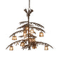 Meyda Lighting Pine Branch 52" 15-Light Cafe Noir Valley View Chandelier With Silver Mica Shade Glass