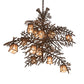 Meyda Lighting Pine Branch 52" 15-Light Cafe Noir Valley View Chandelier With Silver Mica Shade Glass