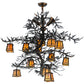 Meyda Lighting Pine Branch 52" 15-Light Dark Burnished Antique Copper Valley View Chandelier With Beige Iridescent Shade Glass