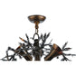 Meyda Lighting Pine Branch 52" 15-Light Dark Burnished Antique Copper Valley View Chandelier With Beige Iridescent Shade Glass