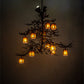 Meyda Lighting Pine Branch 52" 16-Light Antique Copper Valley View Chandelier With Amber Mica Shade Glass