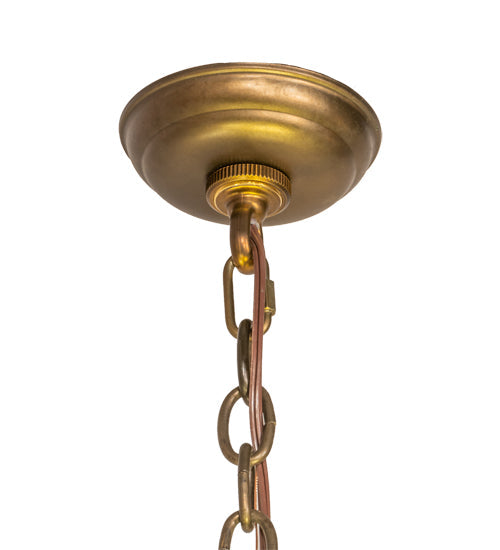 Meyda Lighting Pine Branch 52" 16-Light Antique Copper Valley View Chandelier With Amber Mica Shade Glass
