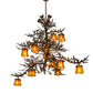 Meyda Lighting Pine Branch 52" 16-Light Antique Copper Valley View Chandelier With Amber Mica Shade Glass