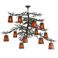 Meyda Lighting Pine Branch 53" 12-Light Timeless Bronze Valley View Chandelier With Amber Mica Shade Glass