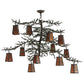 Meyda Lighting Pine Branch 53" 12-Light Timeless Bronze Valley View Chandelier With Amber Mica Shade Glass