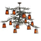 Meyda Lighting Pine Branch 53" 12-Light Timeless Bronze Valley View Chandelier With Amber Mica Shade Glass