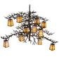 Meyda Lighting Pine Branch 54" 12-Light Antique Copper Valley View Chandelier With Beige Iridescent Shade Glass