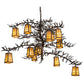 Meyda Lighting Pine Branch 54" 12-Light Antique Copper Valley View Chandelier With Beige Iridescent Shade Glass