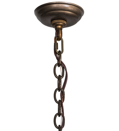 Meyda Lighting Pine Branch 54" 12-Light Antique Copper Valley View Chandelier With Beige Iridescent Shade Glass