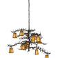 Meyda Lighting Pine Branch 54" 12-Light Antique Copper Valley View Chandelier With Beige Iridescent Shade Glass